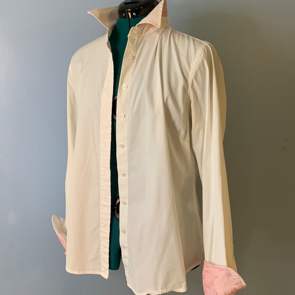 Vineyard Vines white/ecru shirt with pink detail